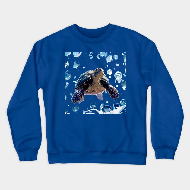 Sea turtle and bubbles, eat my bubbles Crewneck Sweatshirt by TomFrontierArt